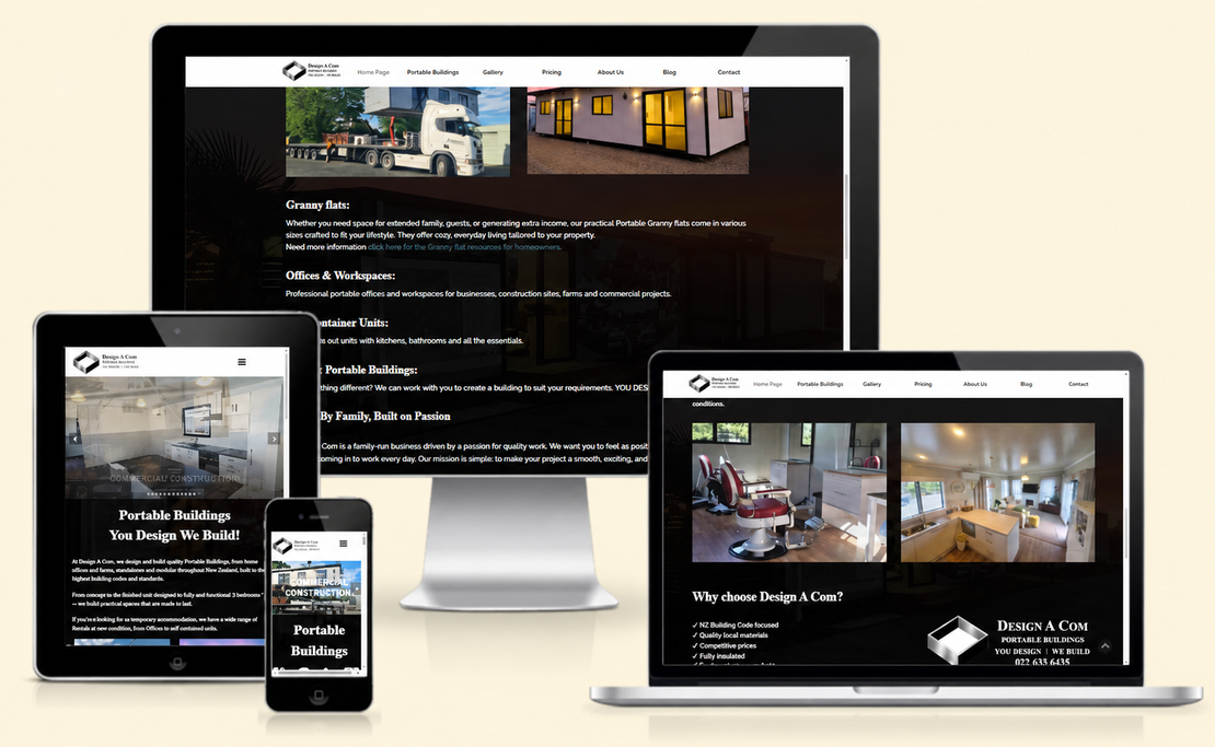 Screenshot of a local trade services website layout